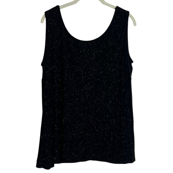 Alex Evenings Womens Tank Top 16W Black Glitter Stretch Scoop Neck Lined USA - Picture 1 of 5